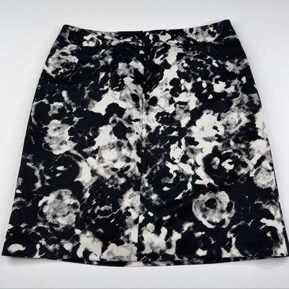 Halogen Nordstrom Skirt Silk Blend Black White Date Cocktail Career Office - Picture 4 of 13